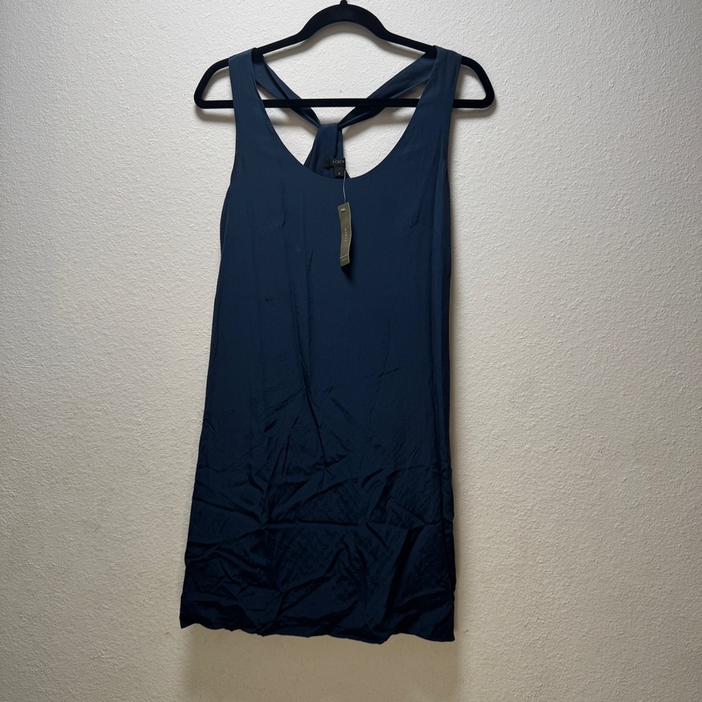 J. Crew Blue Silk Dress with Crisscross Back